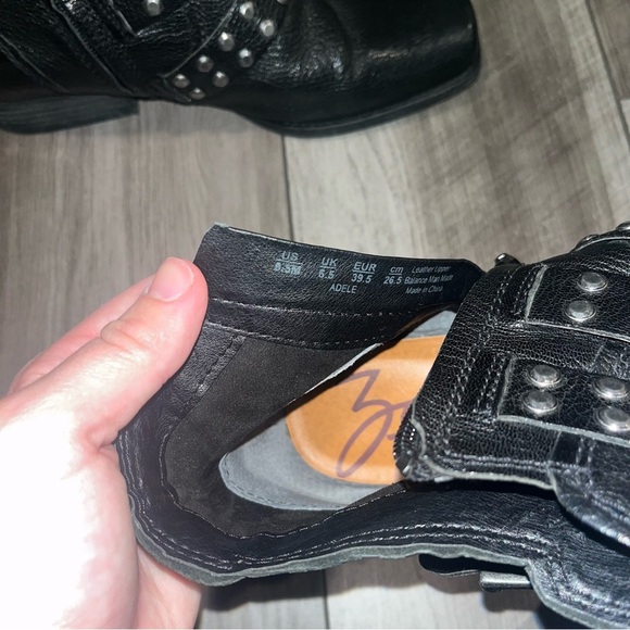 Zodiac Adele Triple Buckle Leather Studded Black Heeled Booties, Size 9.5 - Picture 7 of 8